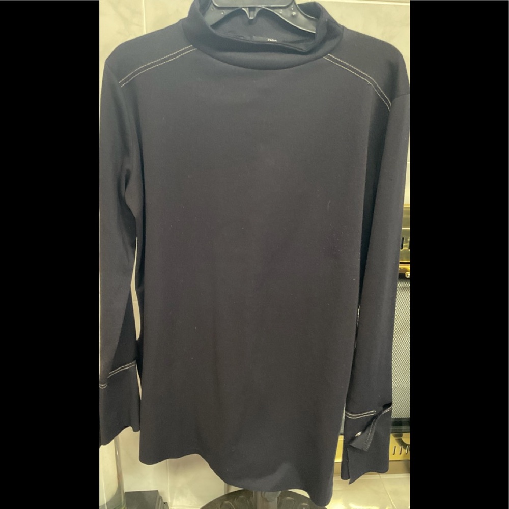 Zara long sleeve black dress accent white stitching